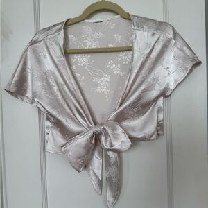 Silk Tie-Front Floral Blouse